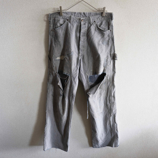 SAINT MICHAEL Distressed Hickory Stripe Painter Pants Size M