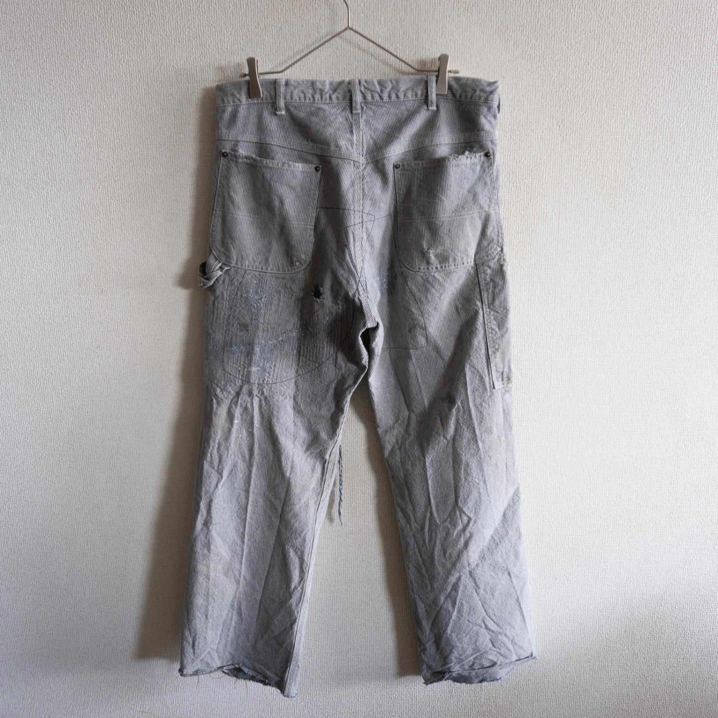 SAINT MICHAEL Distressed Hickory Stripe Painter Pants Size M