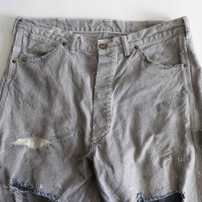 SAINT MICHAEL Distressed Hickory Stripe Painter Pants Size M