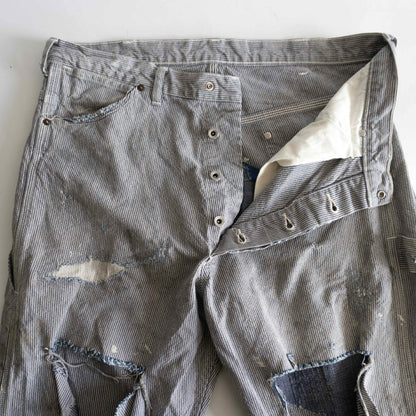 SAINT MICHAEL Distressed Hickory Stripe Painter Pants Size M