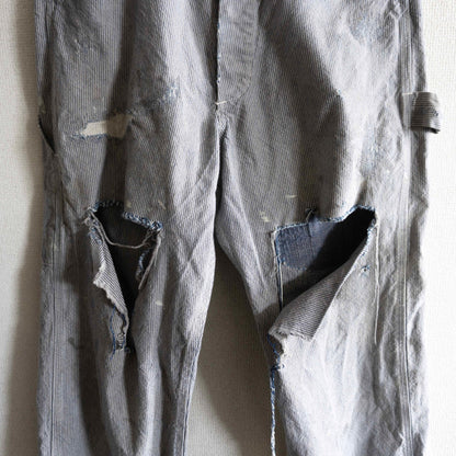 SAINT MICHAEL Distressed Hickory Stripe Painter Pants Size M