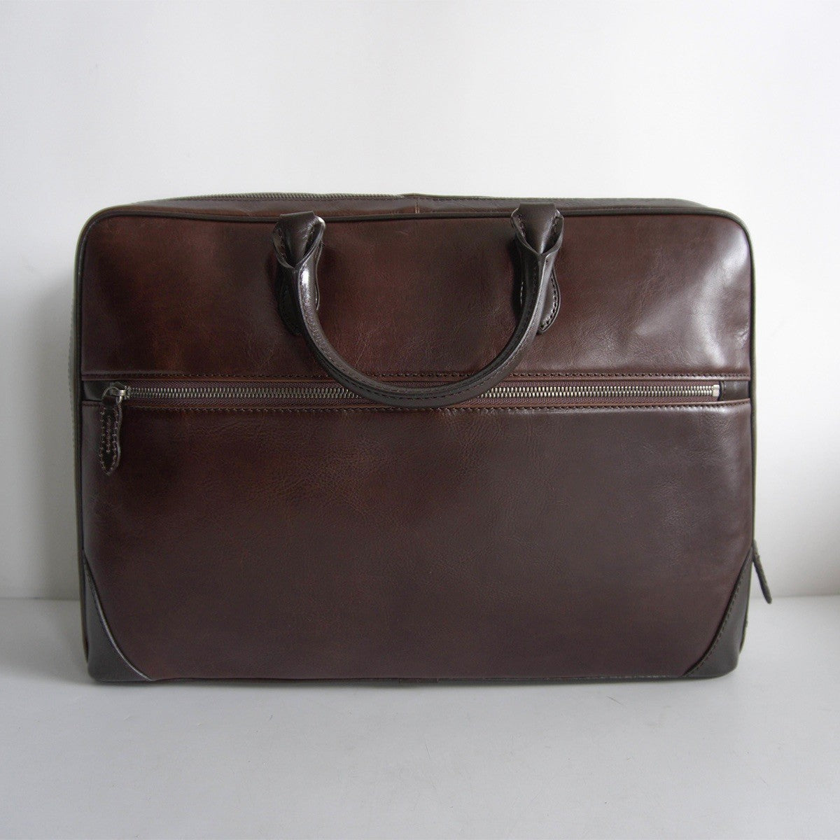 FUJITAKA 2-Way Leather Dark Brown Bag Size H30CM×W44CM×D9.5CM