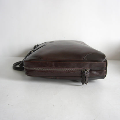 FUJITAKA 2-Way Leather Dark Brown Bag Size H30CM×W44CM×D9.5CM