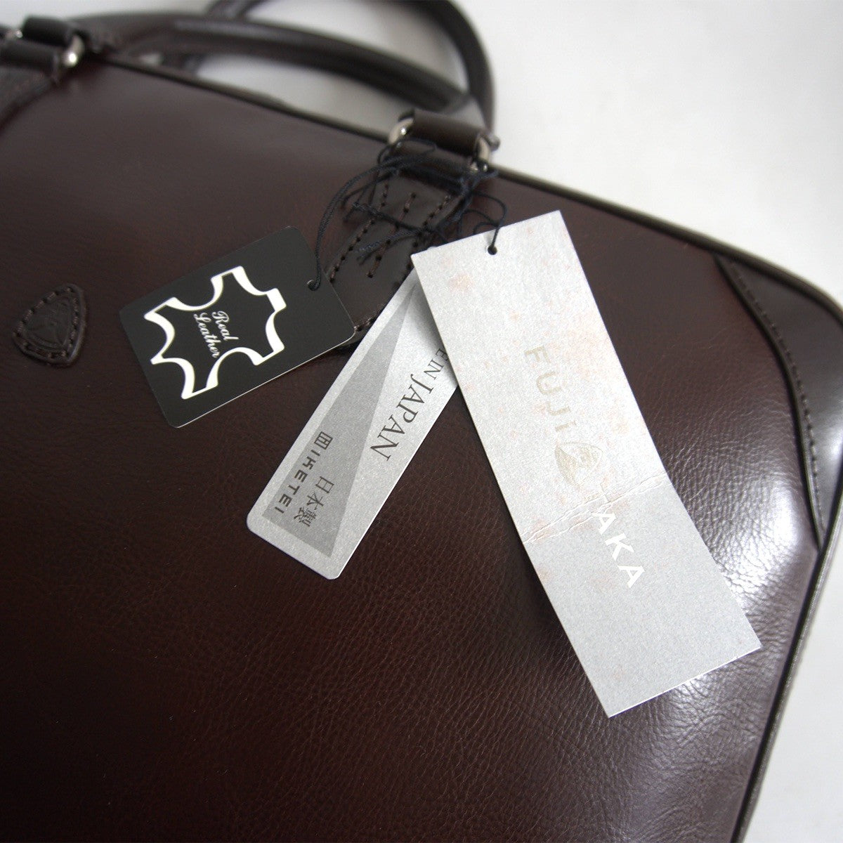FUJITAKA 2-Way Leather Dark Brown Bag Size H30CM×W44CM×D9.5CM