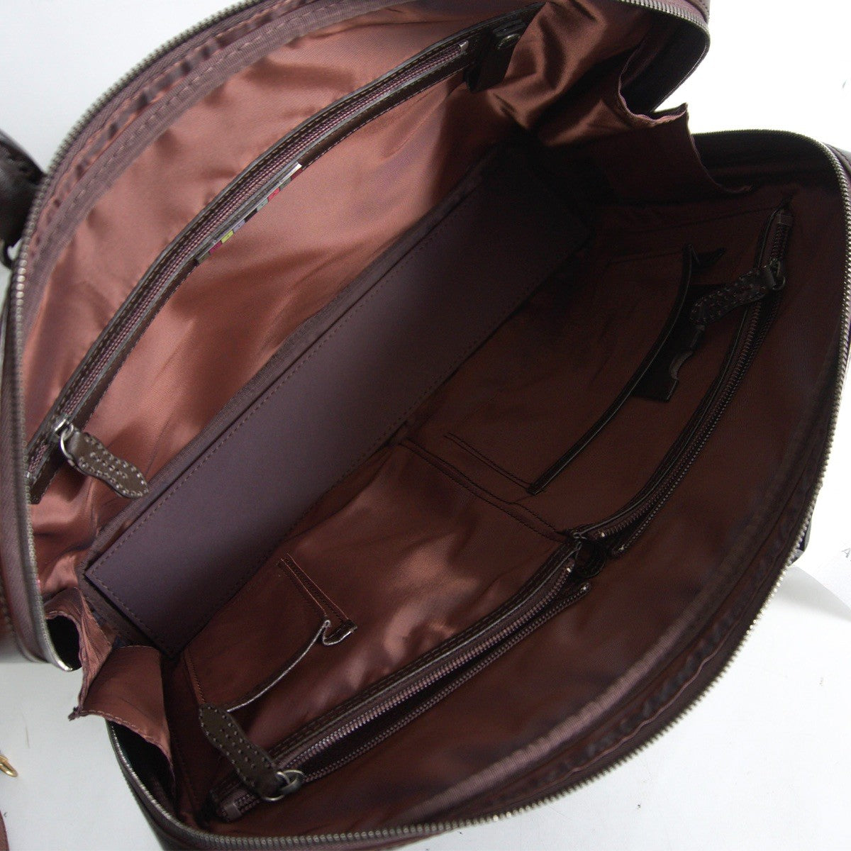 FUJITAKA 2-Way Leather Dark Brown Bag Size H30CM×W44CM×D9.5CM