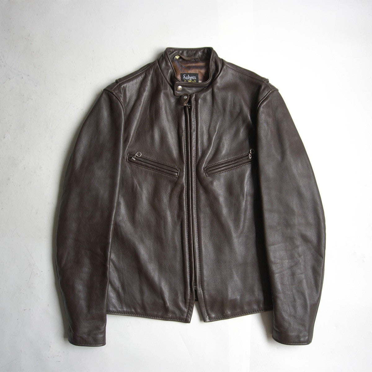 SCHOTT 641XX Single Rider Leather Jacket Brown Size 38