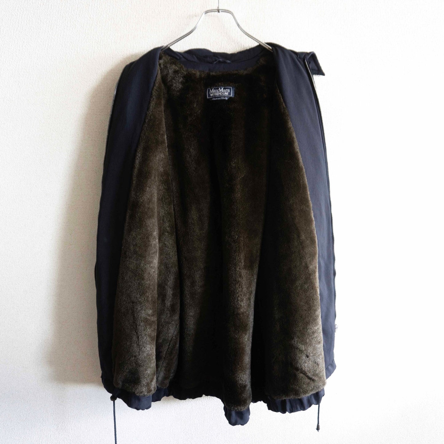 MAX MARA WEEKEND Acrylic Fur Coat Navy Size 42