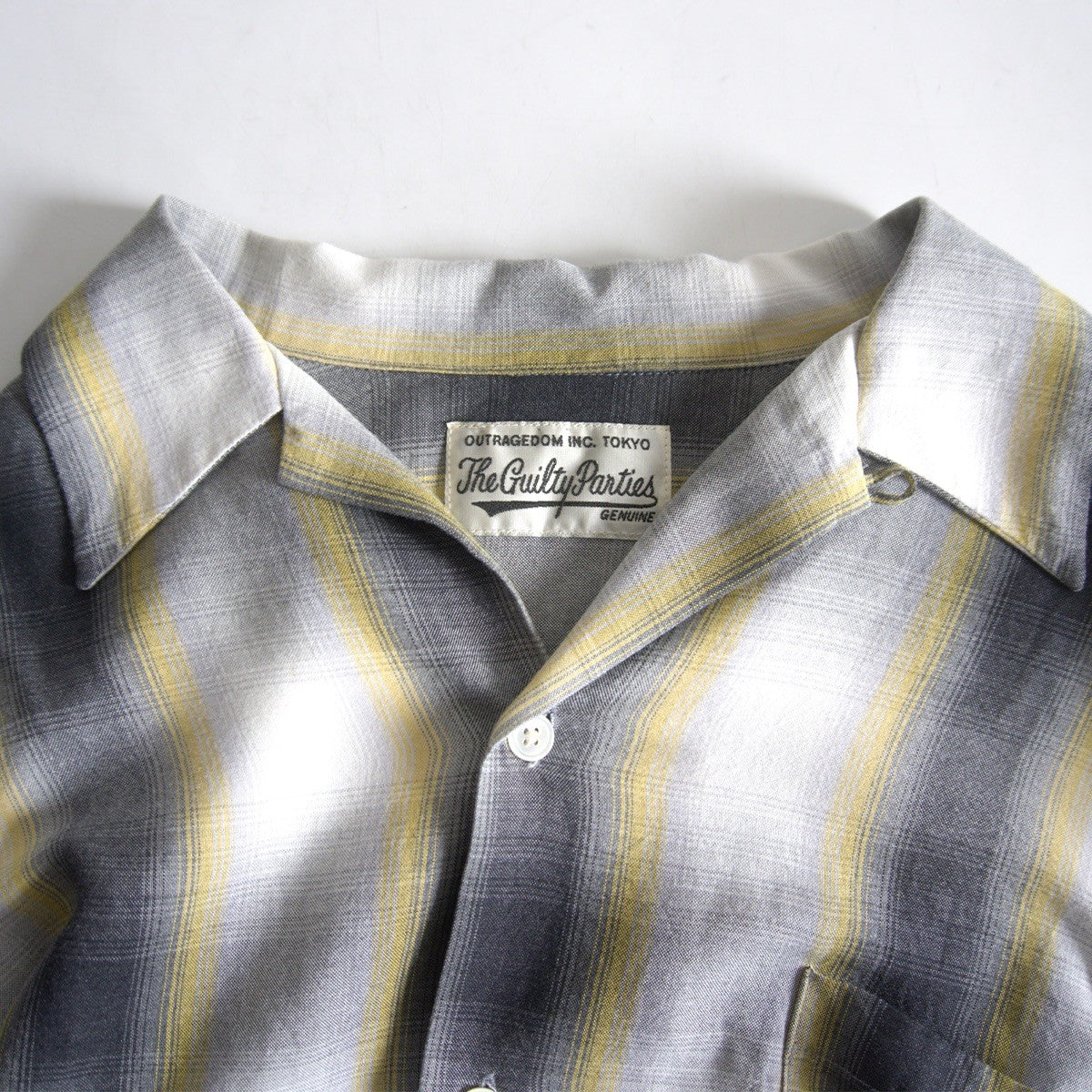 WACKO MARIA Ombre Check Rayon Open Collar Shirt Size XL