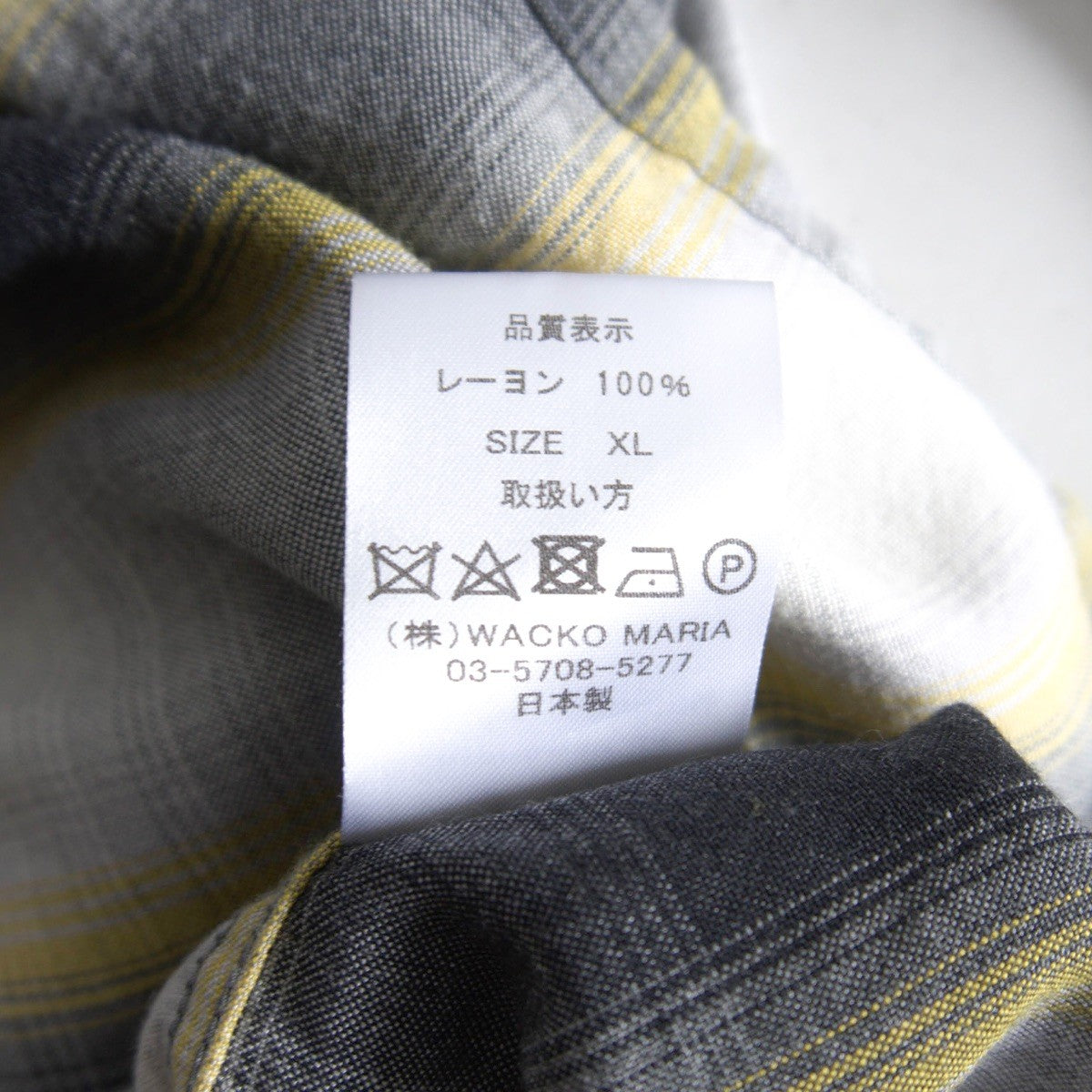 WACKO MARIA Ombre Check Rayon Open Collar Shirt Size XL