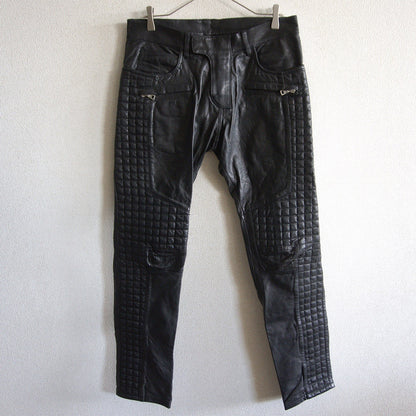 BALMAIN Leather Biker Pants Black Size 29