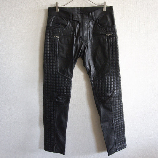 BALMAIN Leather Biker Pants Black Size 29