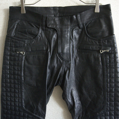 BALMAIN Leather Biker Pants Black Size 29