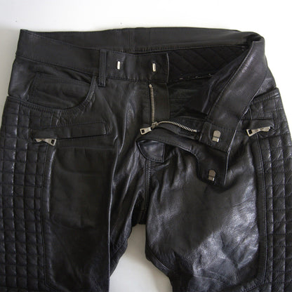 BALMAIN Leather Biker Pants Black Size 29