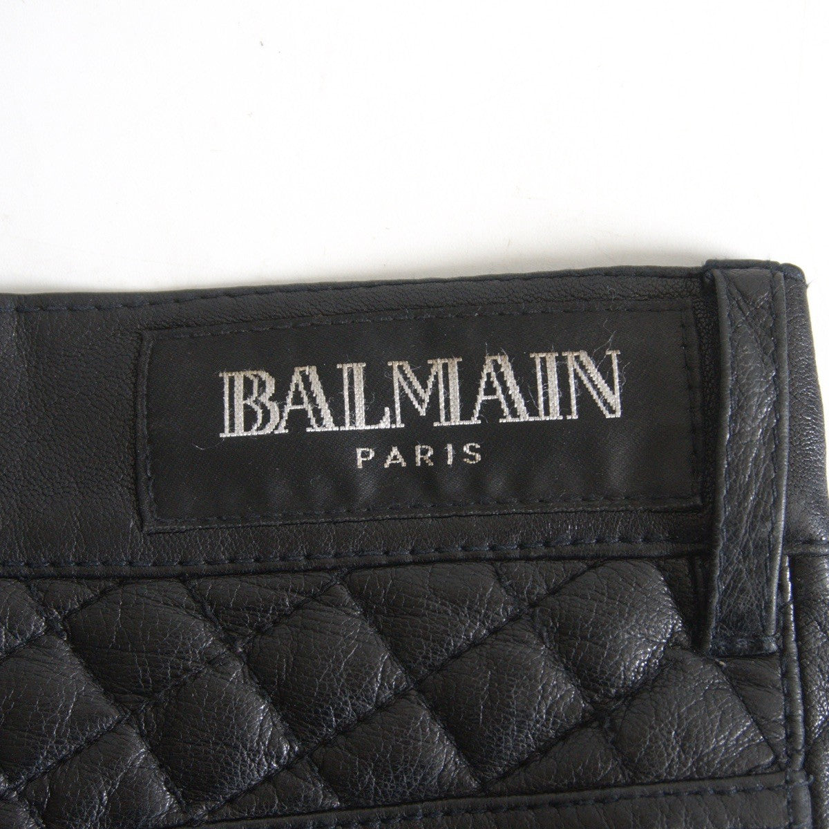 BALMAIN Leather Biker Pants Black Size 29