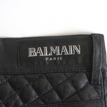 BALMAIN Leather Biker Pants Black Size 29