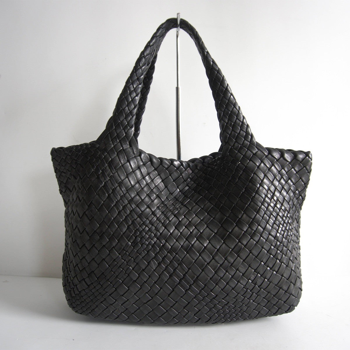 FALORNI Intrecciato Leather Tote Bag Black Size ONE SIZE