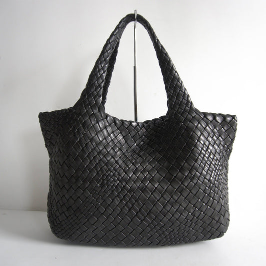 FALORNI Intrecciato Leather Tote Bag Black Size ONE SIZE
