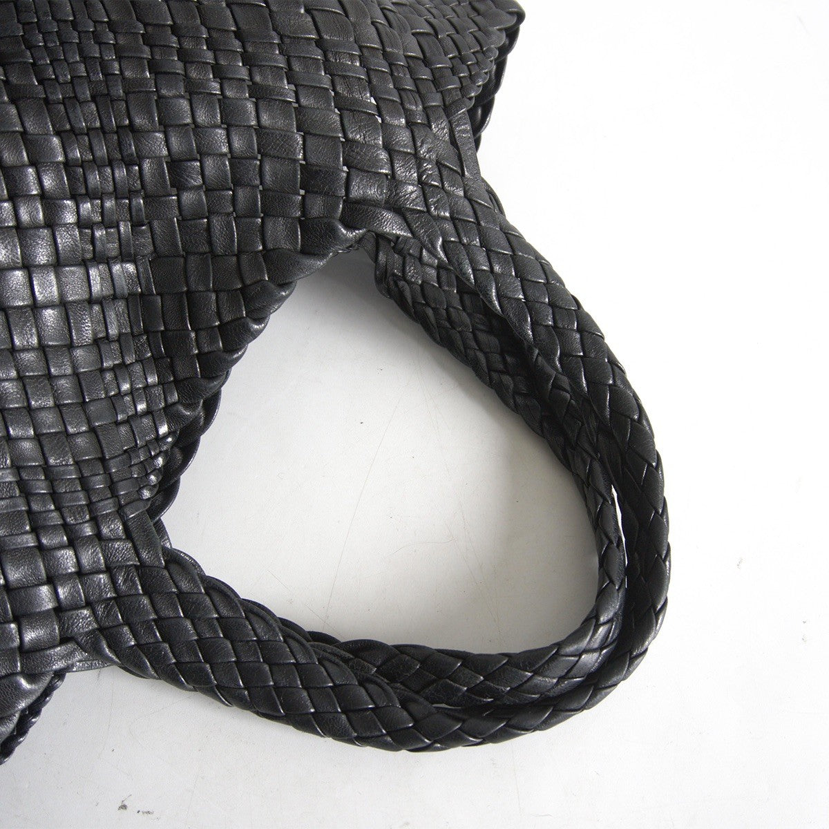 FALORNI Intrecciato Leather Tote Bag Black Size ONE SIZE