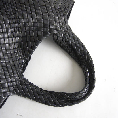 FALORNI Intrecciato Leather Tote Bag Black Size ONE SIZE