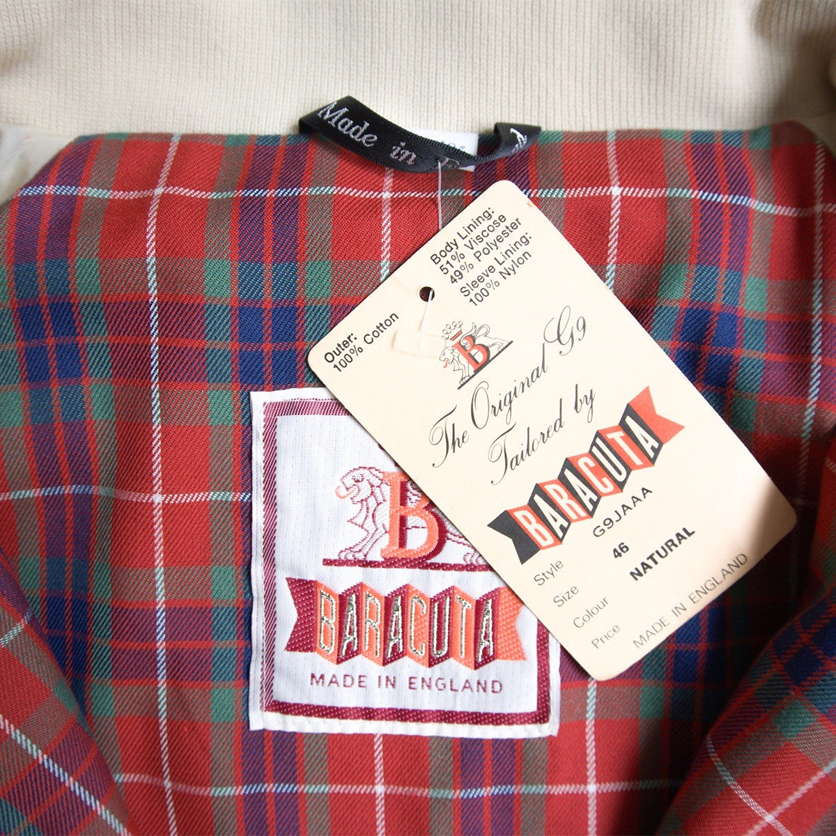 DEADSTOCK 90s BARACUTA G9 Harrington Jacket Natural Size 46