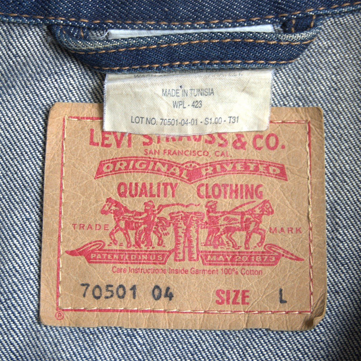 LEVI'S 70501 04 1st Type Denim Jacket Size L
