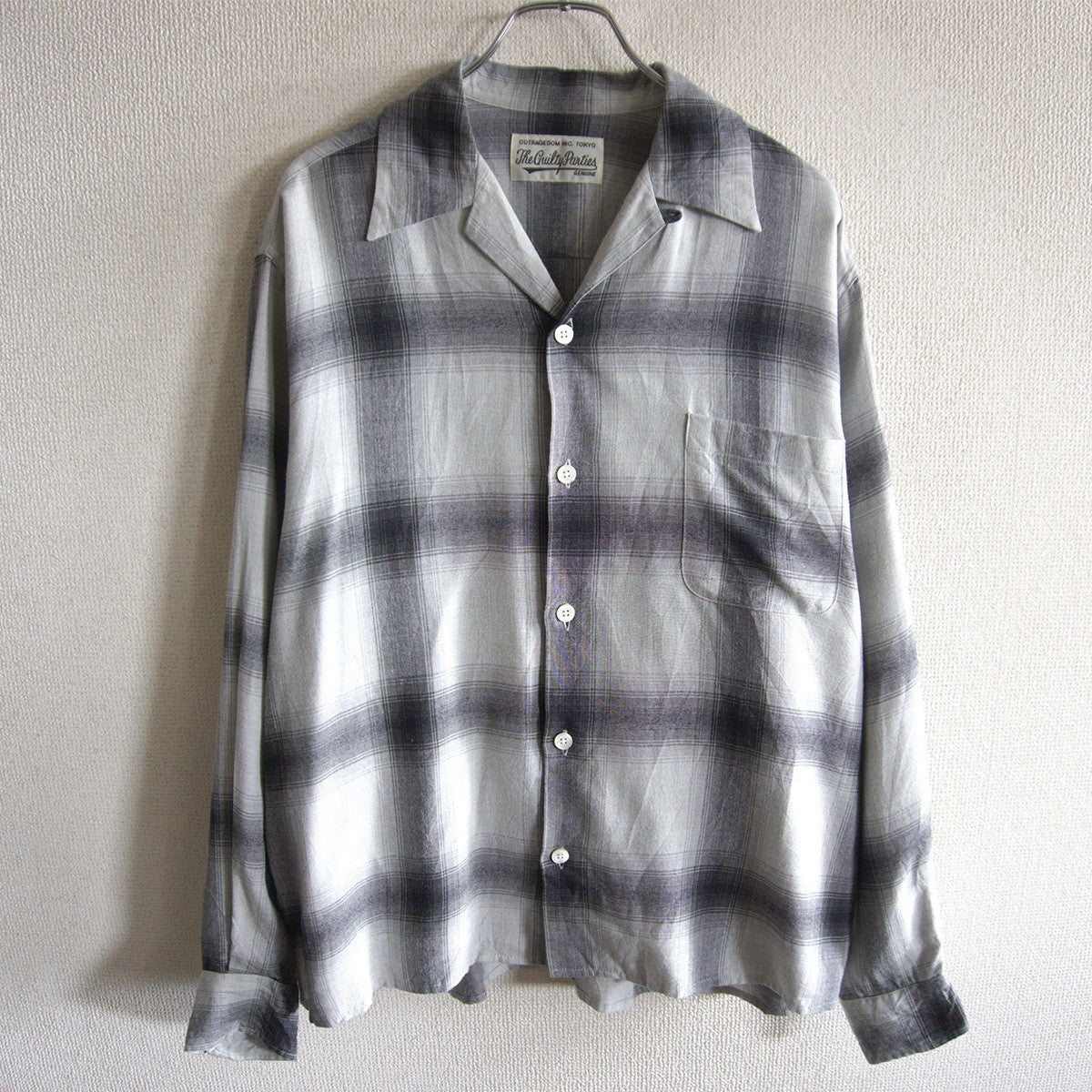 WACKO MARIA Ombre Check Rayon Open Collar Shirt Size S
