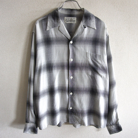 WACKO MARIA Ombre Check Rayon Open Collar Shirt Size S