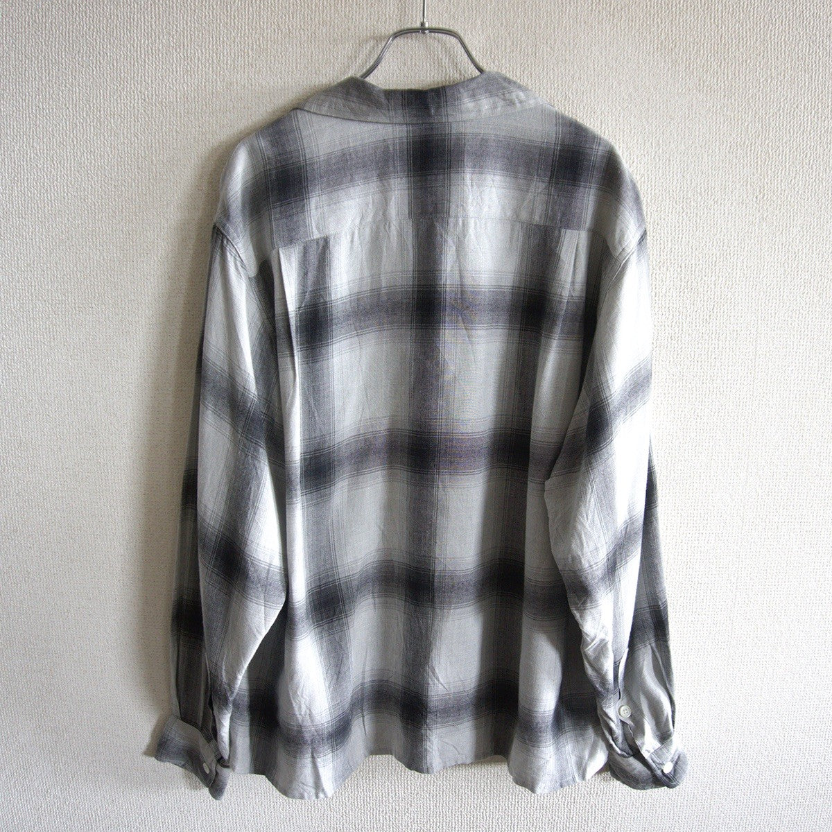 WACKO MARIA Ombre Check Rayon Open Collar Shirt Size S