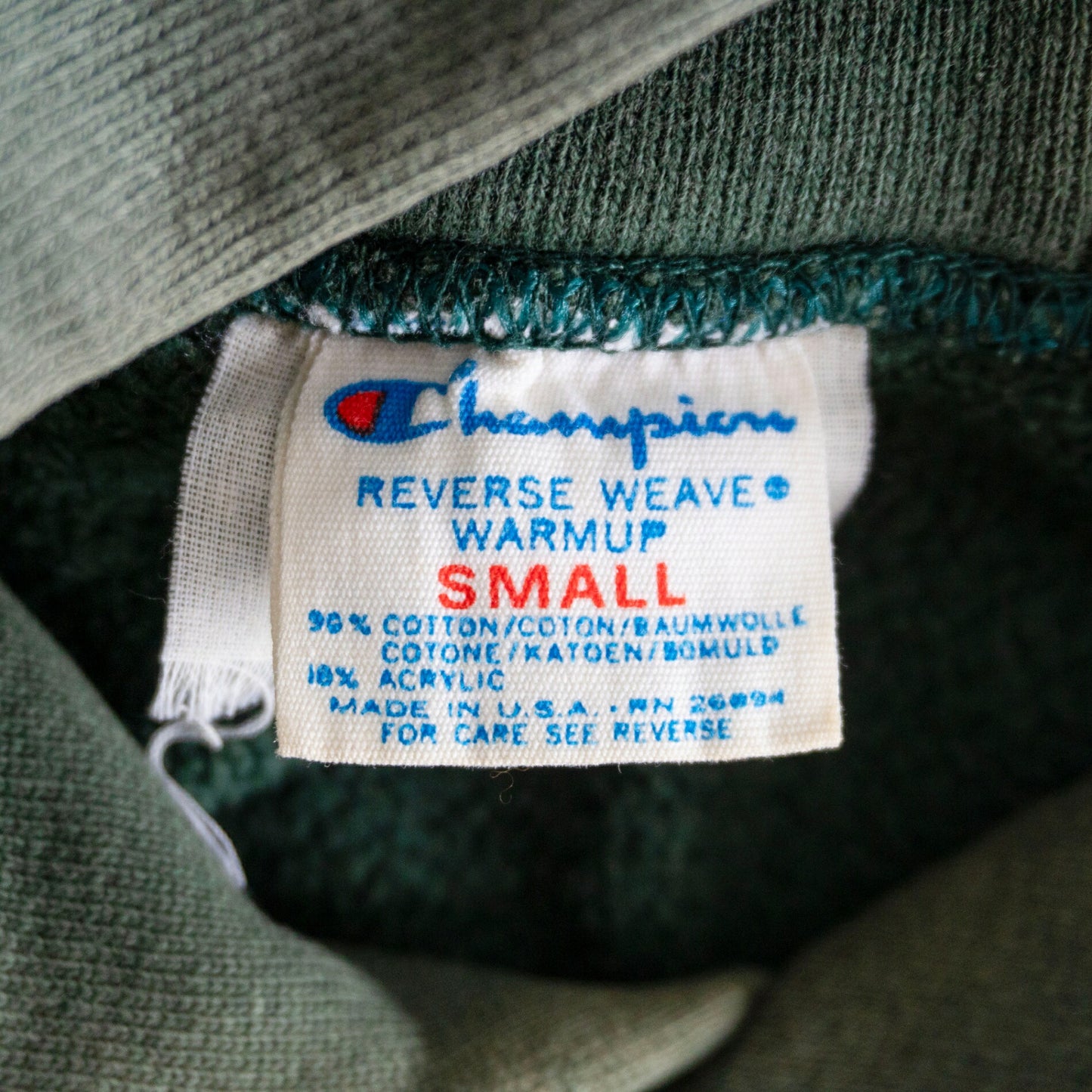 CHAMPION 80s Reverse Weave College Hoodie Size S