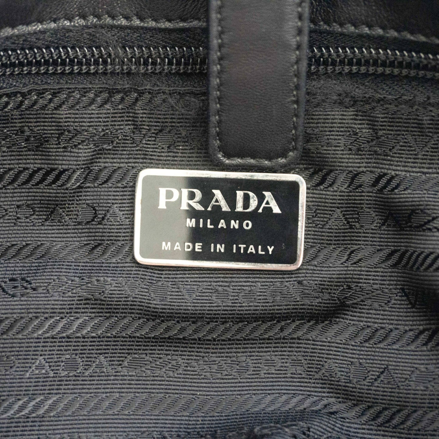 PRADA Leather Nylon Flap Shoulder Bag Black Size ONE SIZE