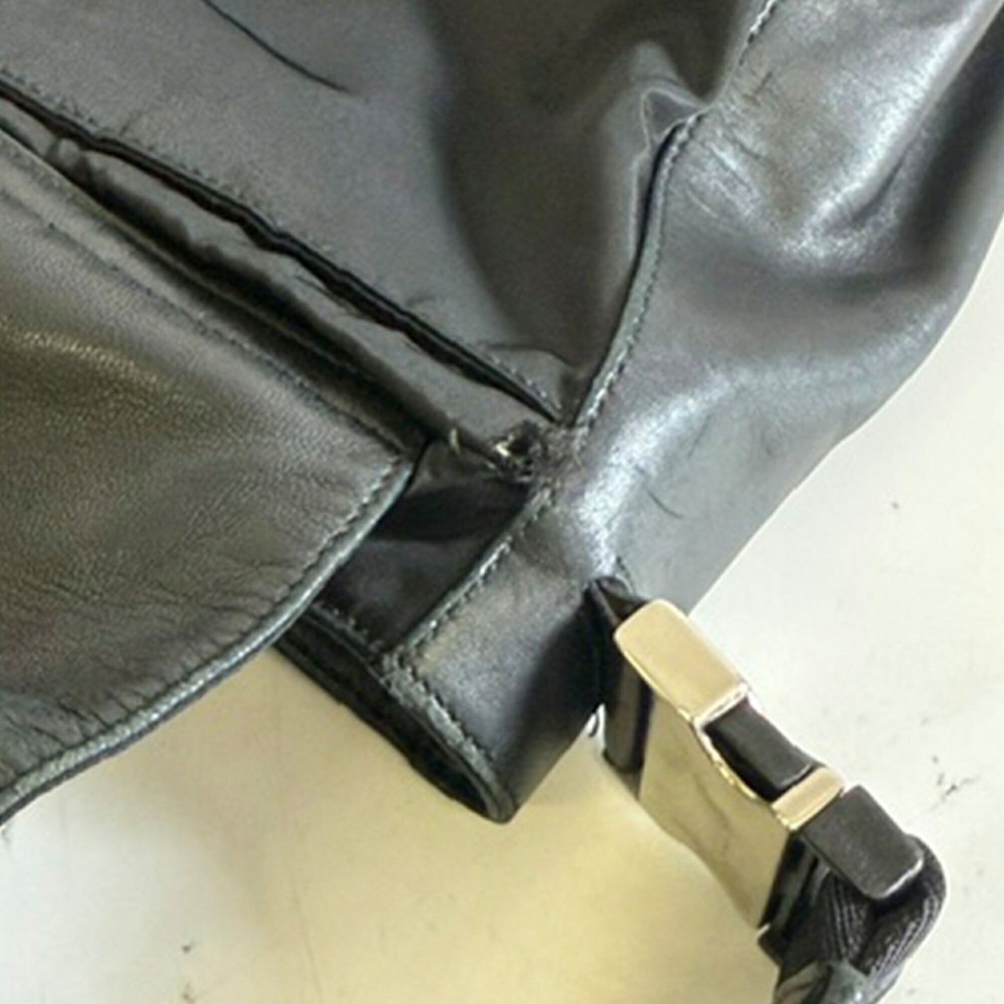 PRADA Leather Nylon Flap Shoulder Bag Black Size ONE SIZE