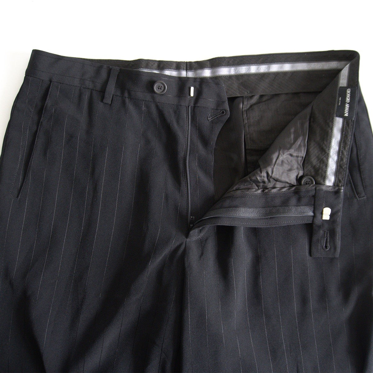 GIORGIO ARMANI Black Stripe Slacks Size 54