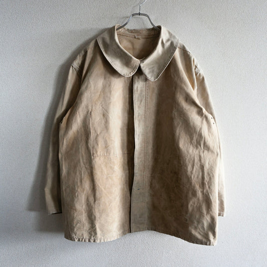 40s French Vintage Linen Canvas Work Jacket
