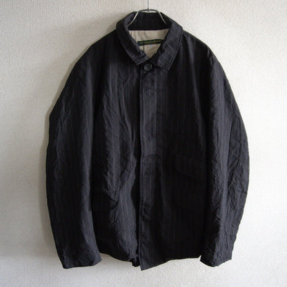 PAUL HARNDEN Black Wool Stripe Mac Coat Size L