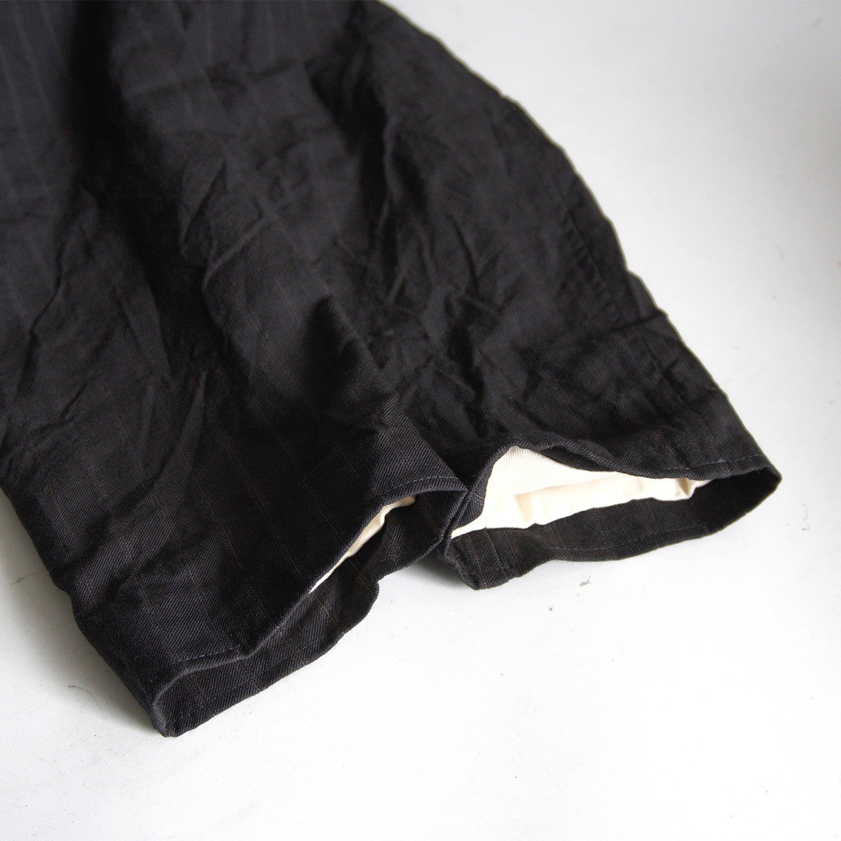 PAUL HARNDEN Black Wool Stripe Mac Coat Size L