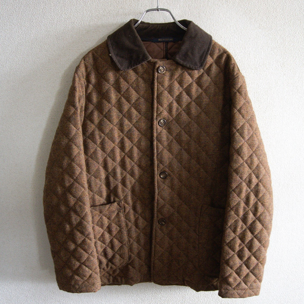 GRENFELL Wool Quilted Jacket Brown Size 38