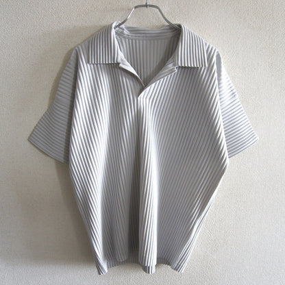 HOMME PLISSE ISSEY MIYAKE Pleated Polo Light Gray Size 2