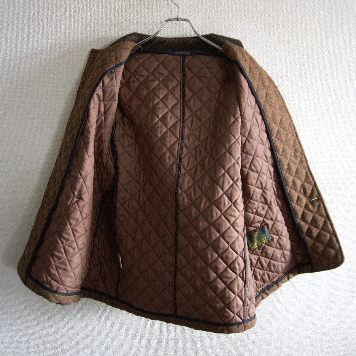 GRENFELL Wool Quilted Jacket Brown Size 38