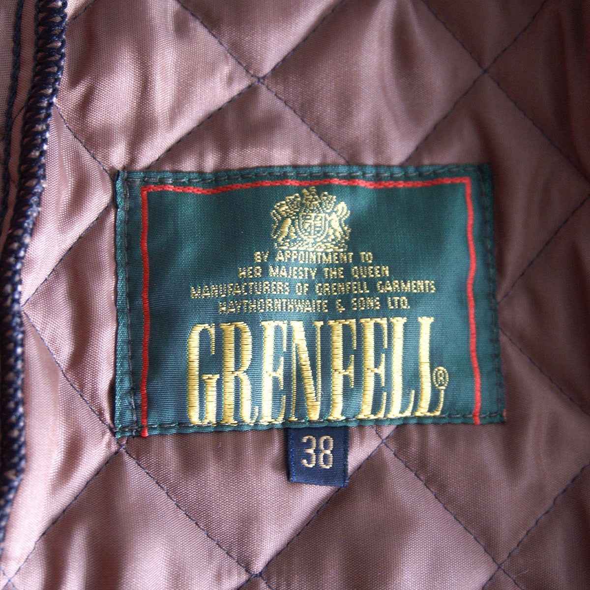 GRENFELL Wool Quilted Jacket Brown Size 38
