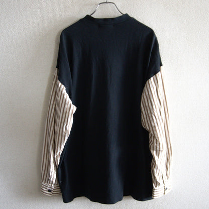ISSEY MIYAKE Striped Sleeve Panel Shirt Black Size M