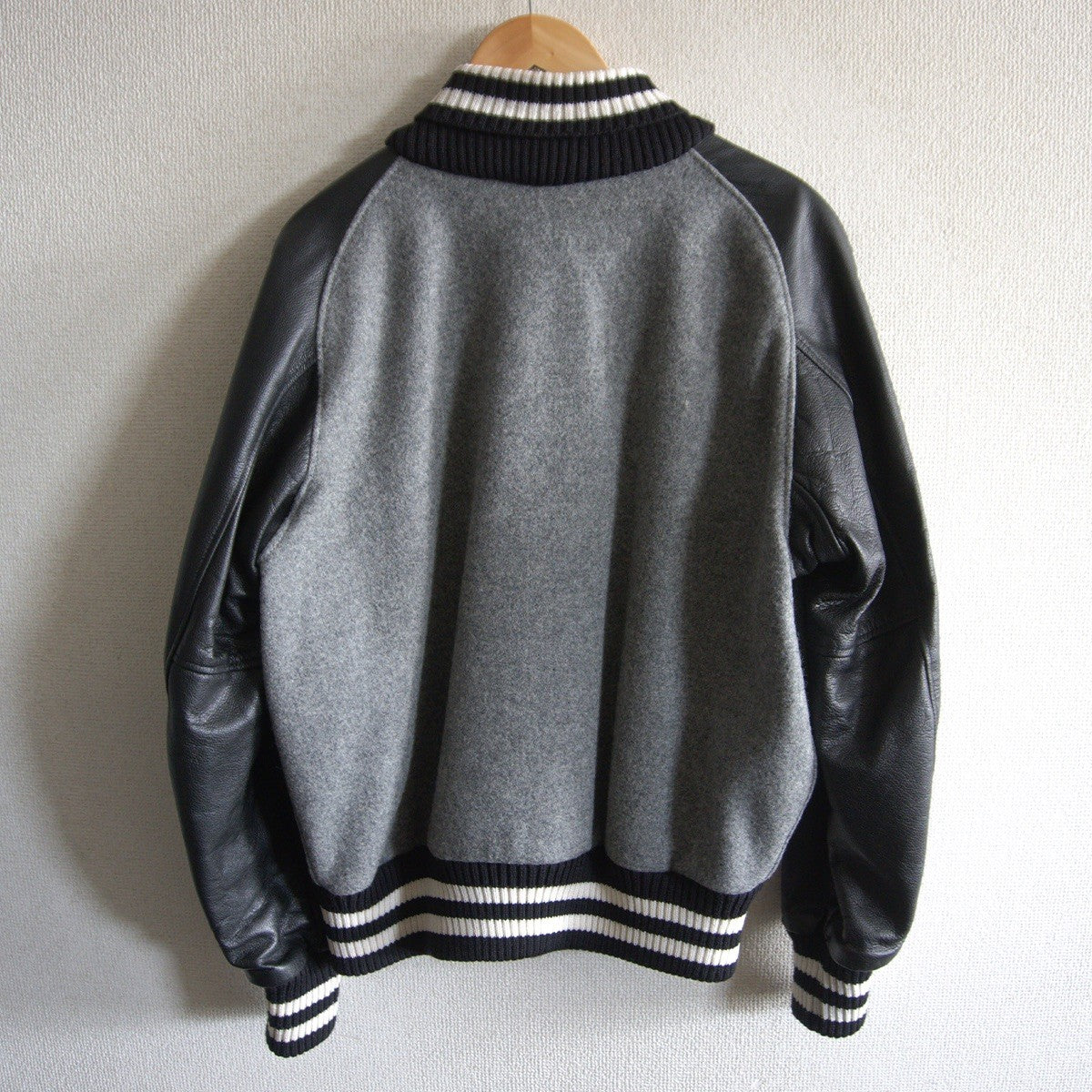 SKOOKUM Melton Leather Varsity Jacket Gray Size 40