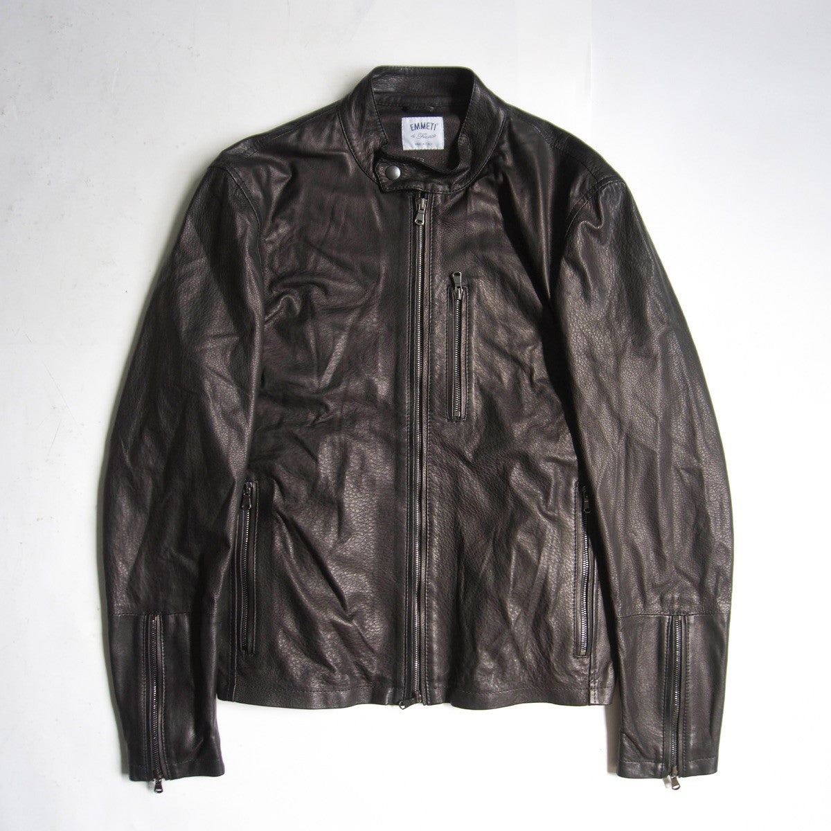 EMMETI Lamb Leather Single Rider Jacket Black Size 50