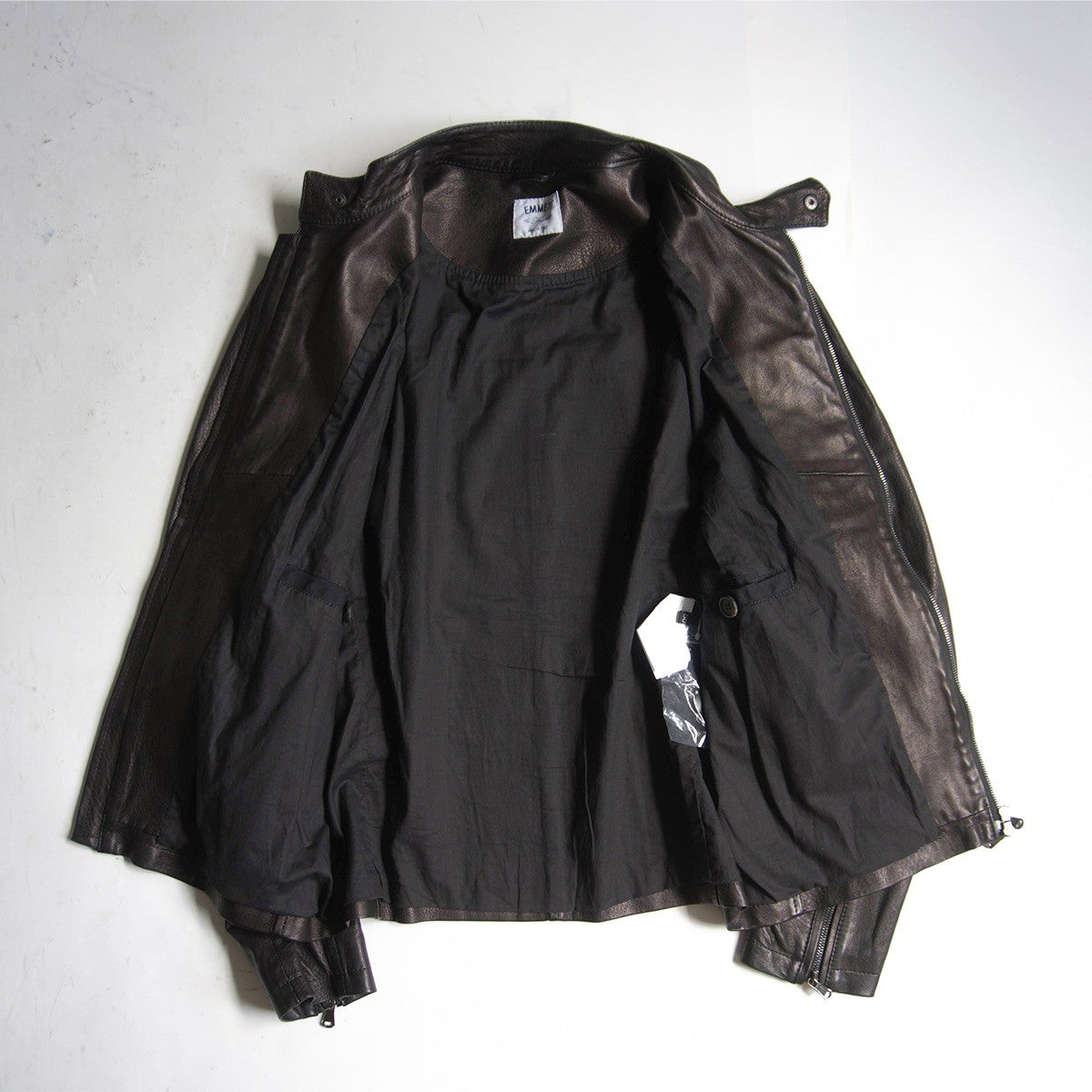 EMMETI Lamb Leather Single Rider Jacket Black Size 50