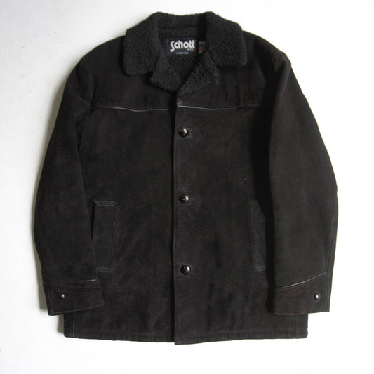 SCHOTT Thick Suede Boa Ranch Coat Black Size 42