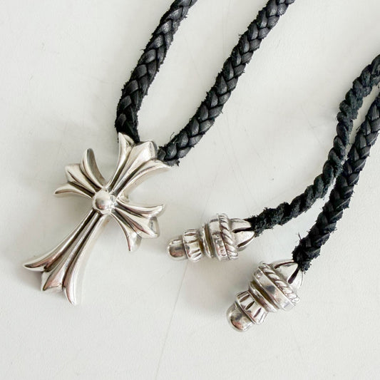 CHROME HEARTS Small CH Cross Leather Necklace Size ONE SIZE