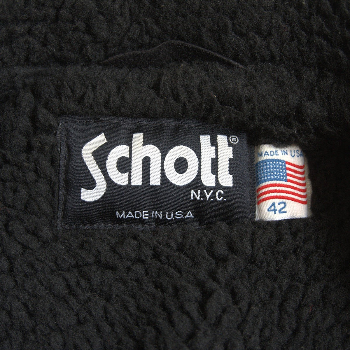 SCHOTT Thick Suede Boa Ranch Coat Black Size 42
