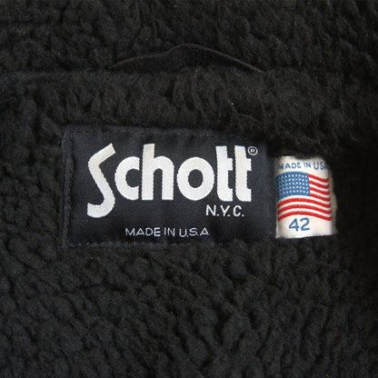 SCHOTT Thick Suede Boa Ranch Coat Black Size 42