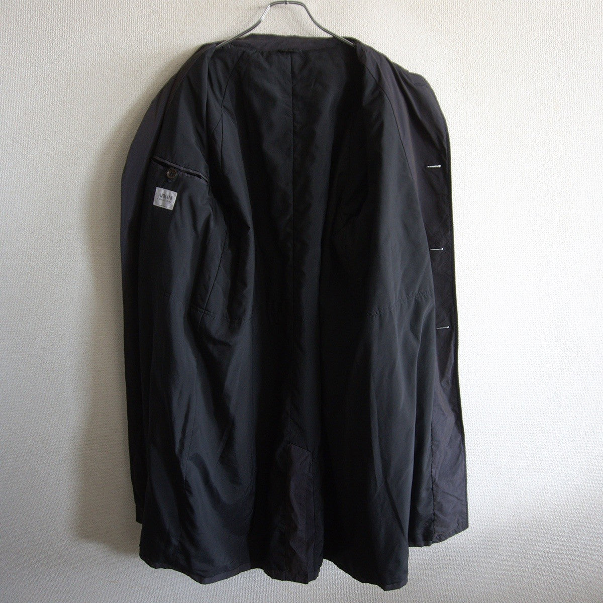 ARMANI COLLEZION Black Padded Balmacaan Coat Size 48