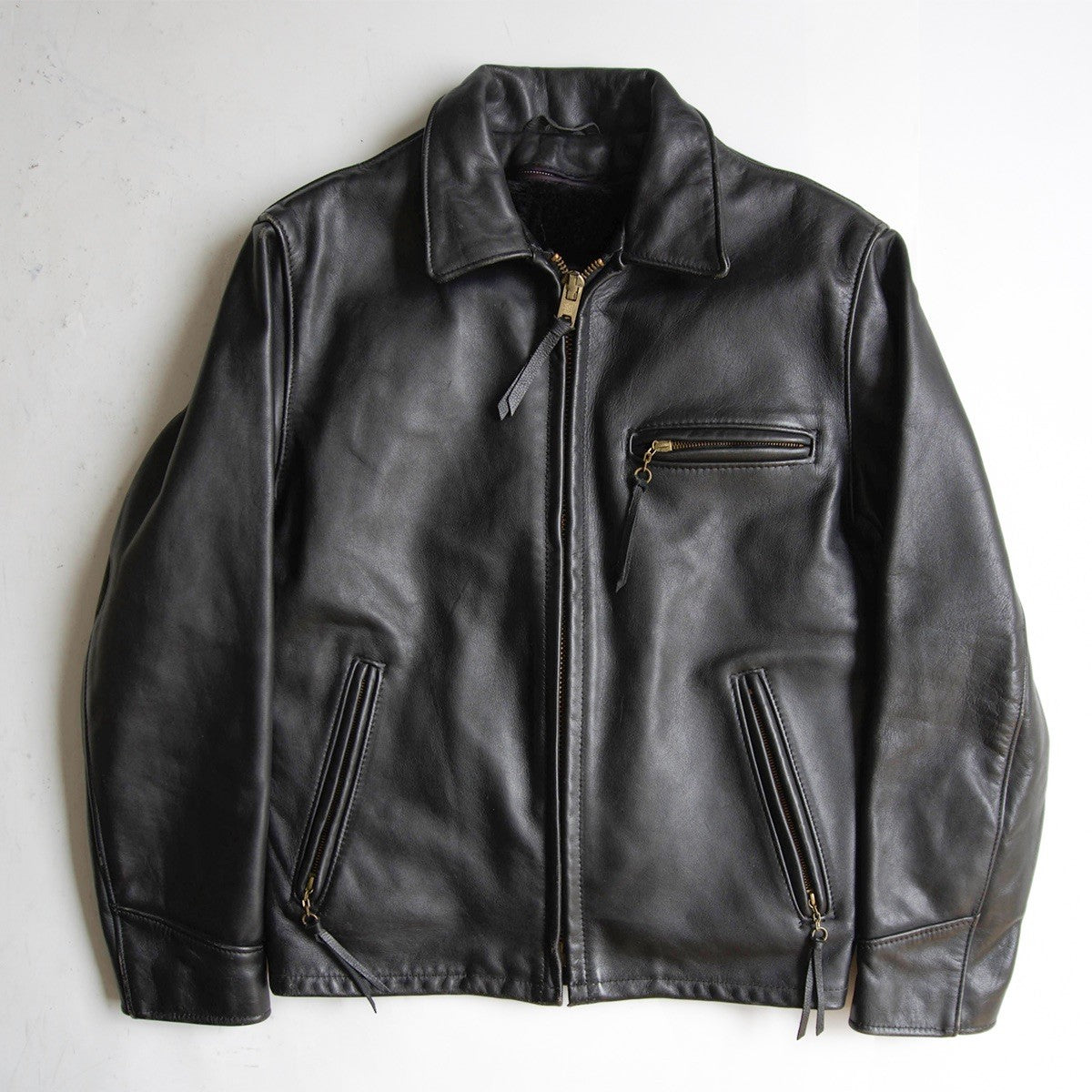 SCHOTT AT101 Collared Single Rider Leather Jacket Size 38