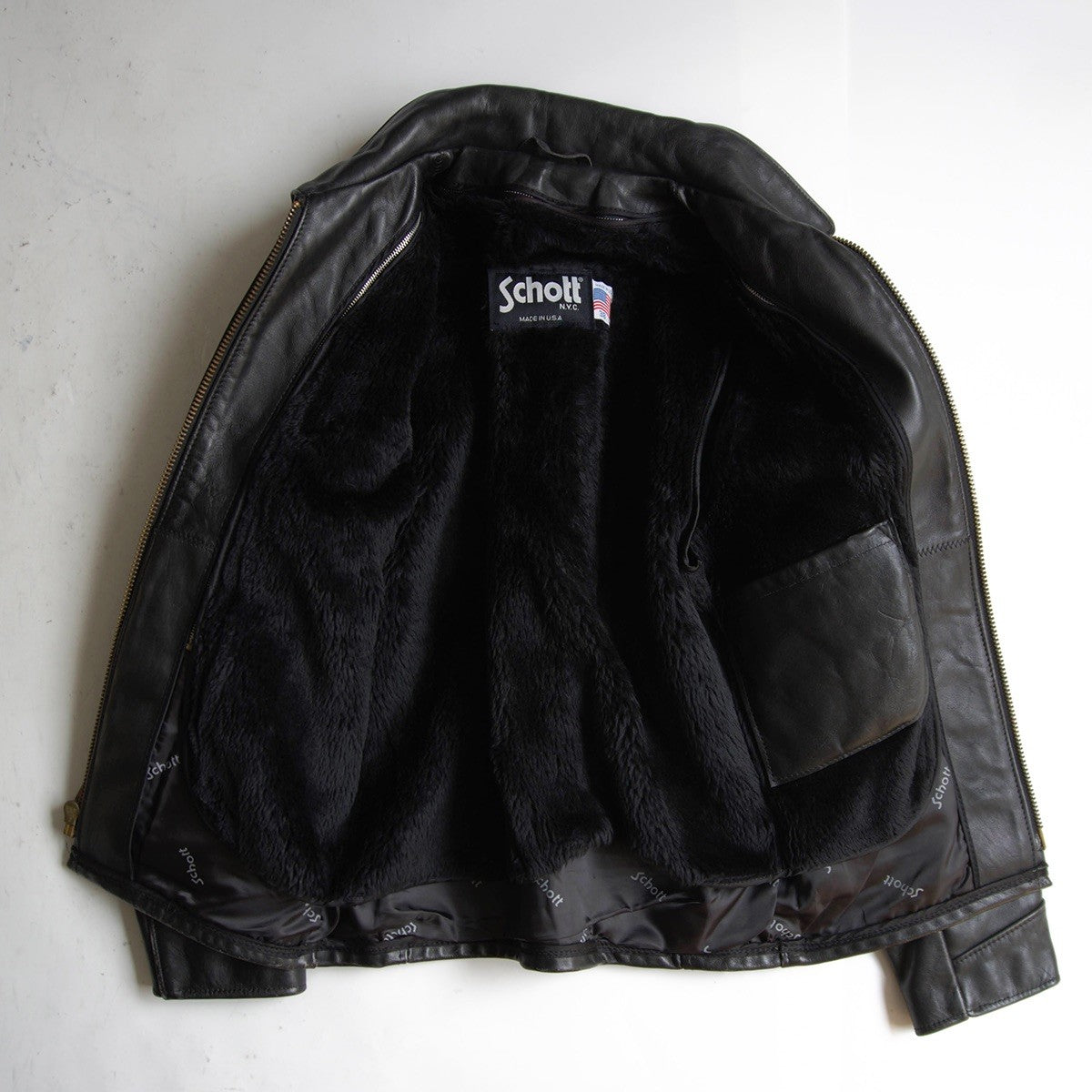 SCHOTT AT101 Collared Single Rider Leather Jacket Size 38